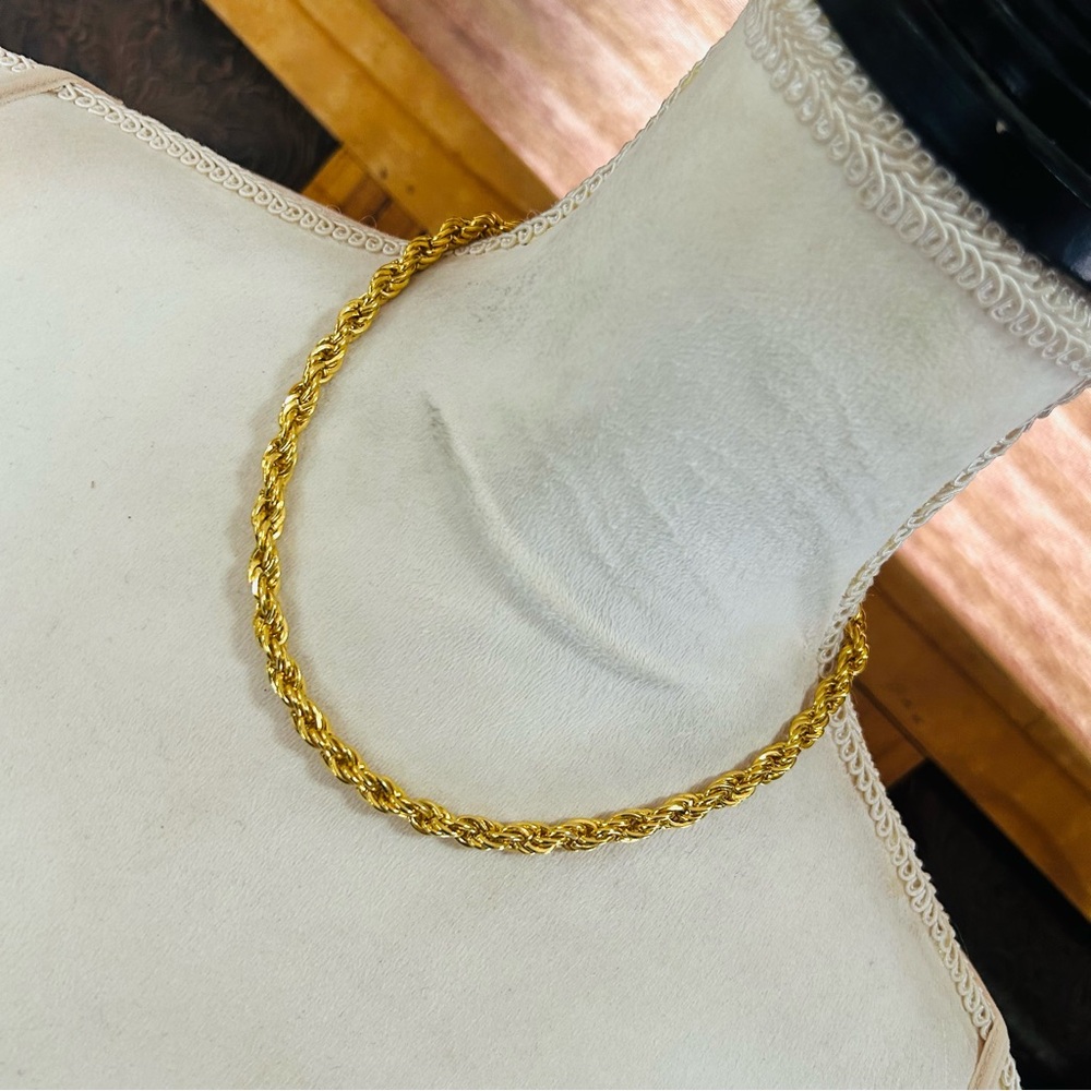 Vintage 90s shiny gold twisted rope chain necklace